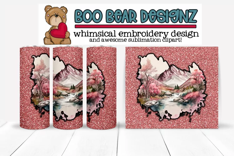 Beautiful Pink watercolor sublimation tumbler design