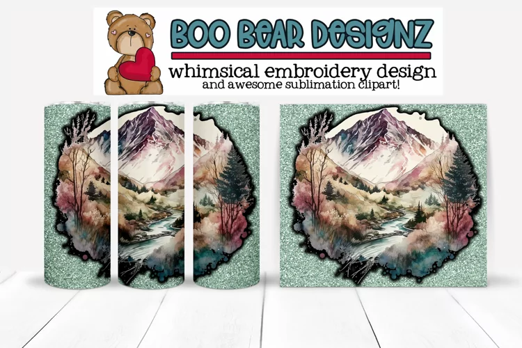 Watercolor light green sublimation tumbler design