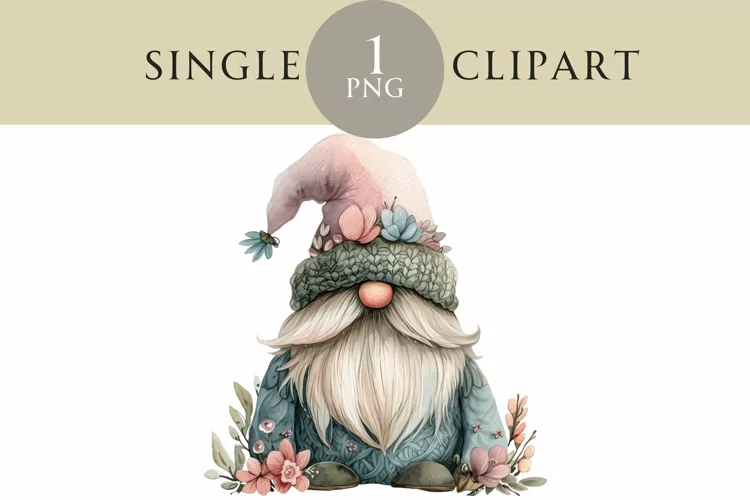 Watercolor Easter Gnome Clipart PNG Single Image