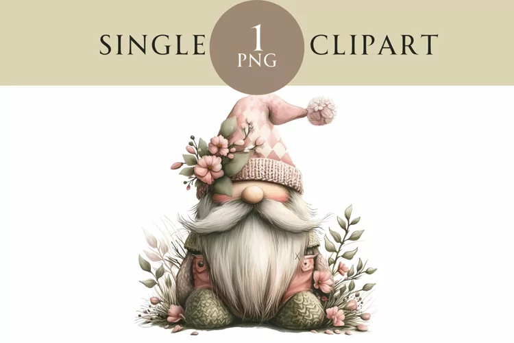 Watercolor Easter Gnome Clipart PNG Single Image
