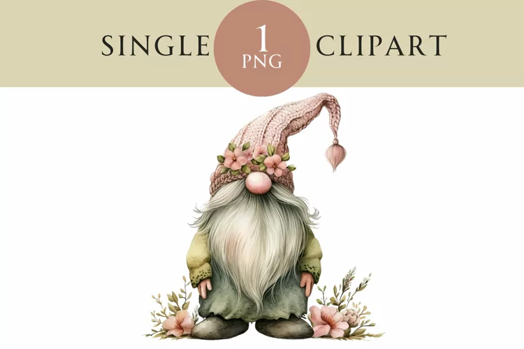 Watercolor Easter Gnome Clipart PNG Single Image