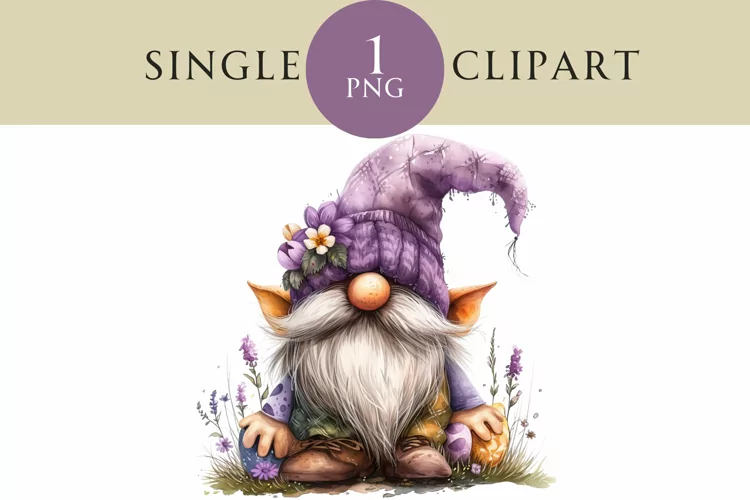 Watercolor Easter Gnome Clipart PNG Single Image