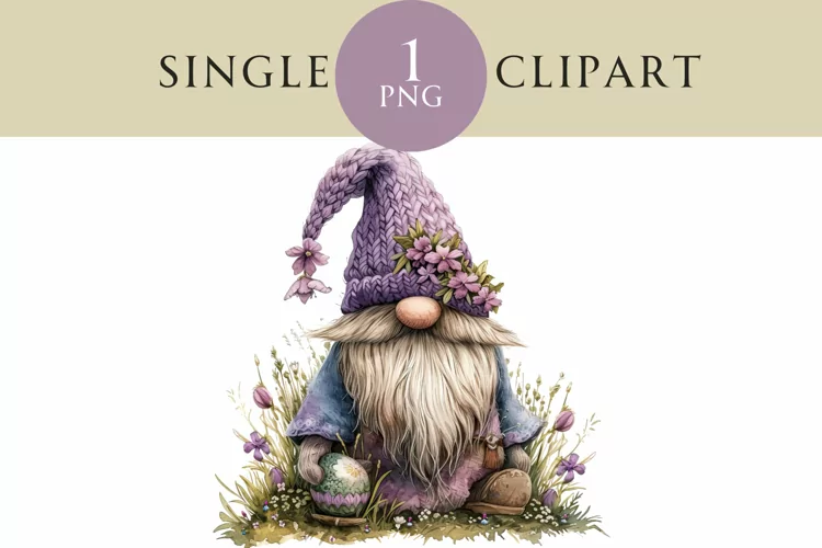 Watercolor Easter Gnome Clipart PNG Single Image