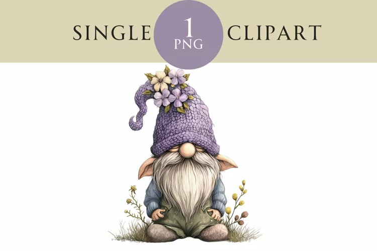 Watercolor Easter Gnome Clipart PNG Single Image
