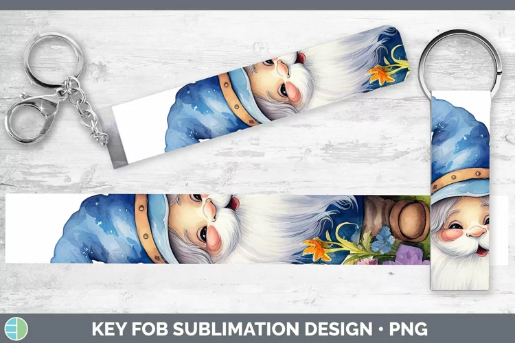 Watercolor Gnome Key Fob Sublimation Wristlet Designs