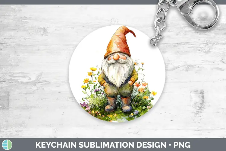 Watercolor Gnome Keychain Sublimation Keyring Designs