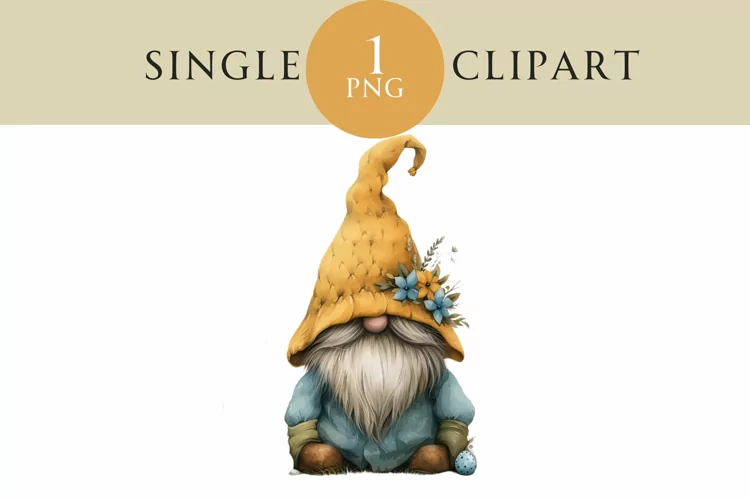 Watercolor Easter Gnome Clipart PNG Single Image