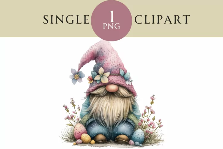 Watercolor Easter Gnome Clipart PNG Single Image