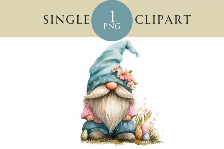 Easter Gnome Clipart Watercolor PNG Single Image