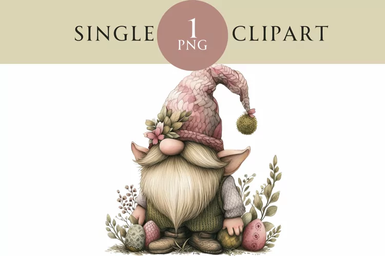 Easter Gnome Clipart Watercolor PNG Single Image