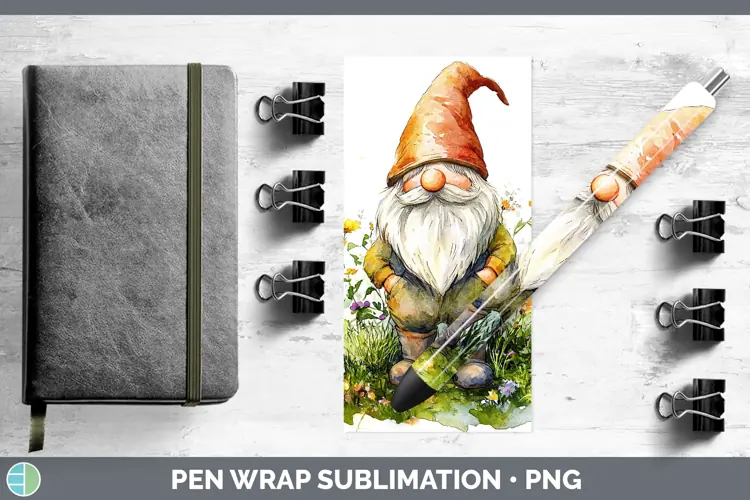 Watercolor Gnome Pen Wrap Sublimation Pen Designs