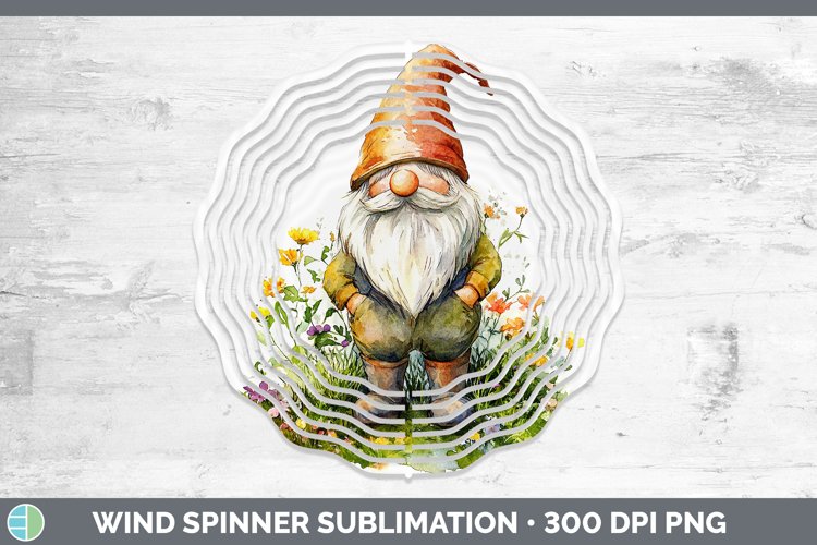 Watercolor Gnome Wind Spinner Sublimation Spinner Designs