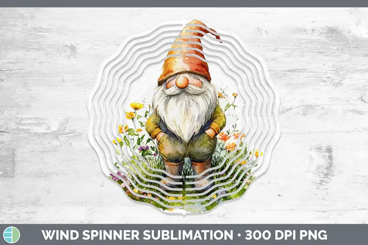 Watercolor Gnome Wind Spinner Sublimation Spinner Designs