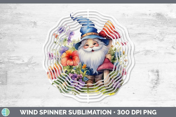 Watercolor Gnome Wind Spinner Sublimation Spinner Designs