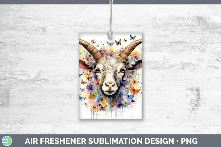 Watercolor Goat Air Freshener Sublimation Car Freshener Desi