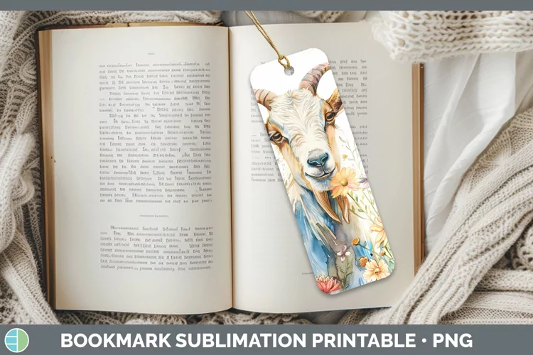 Watercolor Goat Bookmark Sublimation Printable Designs