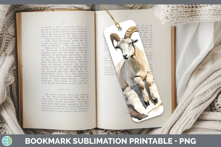 Watercolor Goat Bookmark Sublimation Printable Designs