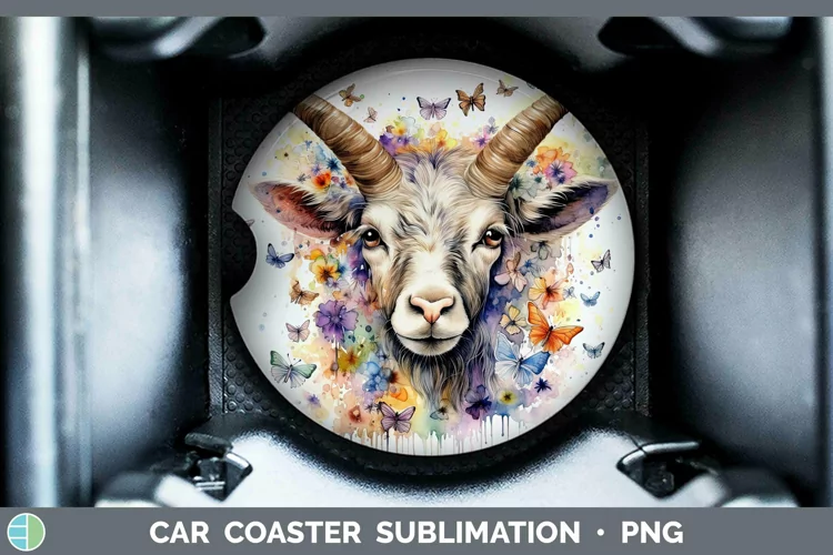 Watercolor Goat Car Coaster Sublimation Coaster Designs