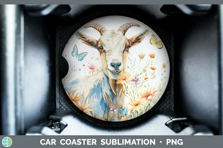 Watercolor Goat Car Coaster Sublimation Coaster Designs