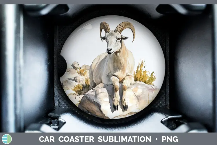 Watercolor Goat Car Coaster Sublimation Designs