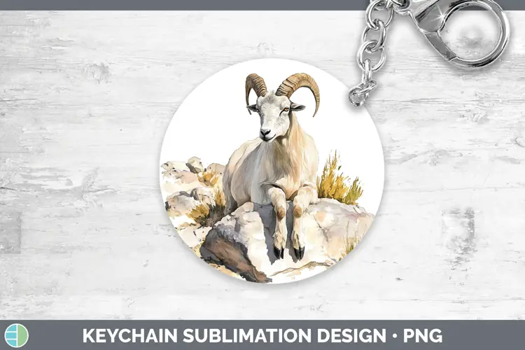 Watercolor Goat Keychain Sublimation Keyring Designs
