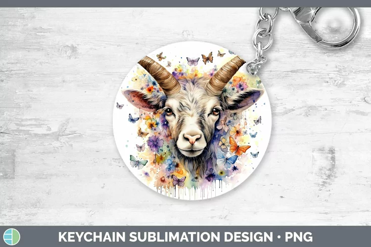 Watercolor Goat Keychain Sublimation Keyring Designs