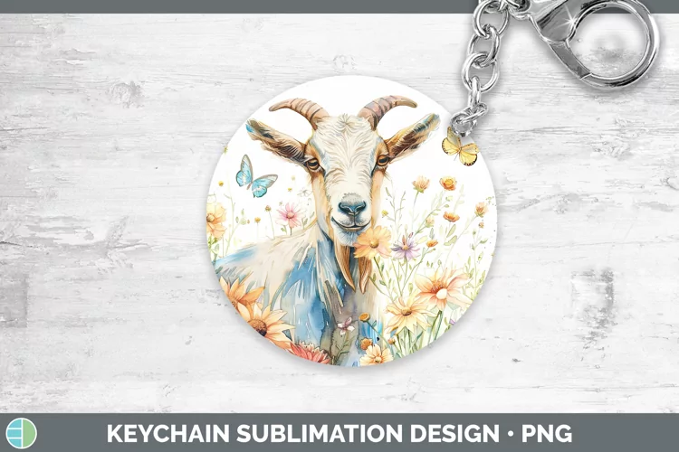 Watercolor Goat Keychain Sublimation Keyring Designs