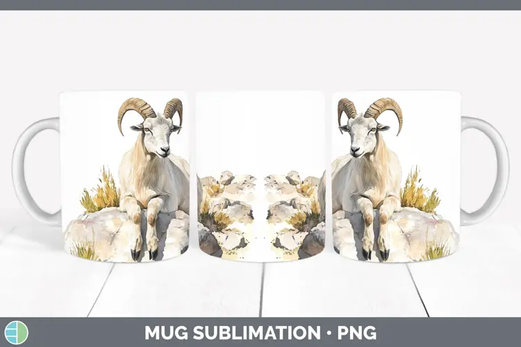 Watercolor Goat Mug Wrap Sublimation Coffee Cup Designs