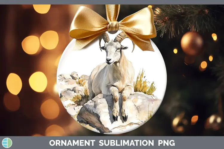 Watercolor Goat Ornament Sublimation Bauble Designs