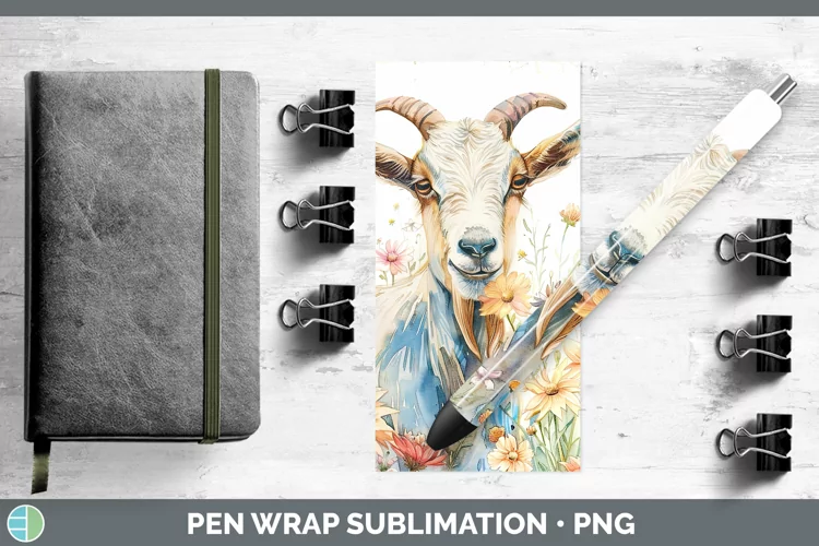 Watercolor Goat Pen Wrap Sublimation Epoxy Pen Designs