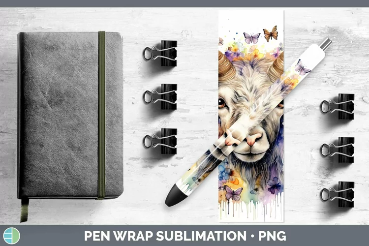 Watercolor Goat Pen Wrap Sublimation Epoxy Pen Designs