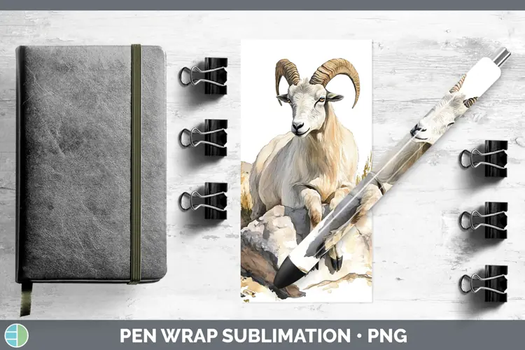 Watercolor Goat Pen Wrap Sublimation Pen Designs