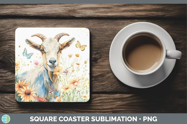Watercolor Goat Square Coaster Sublimation Coaster Designs