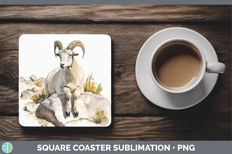 Watercolor Goat Square Coaster Sublimation Coaster Designs