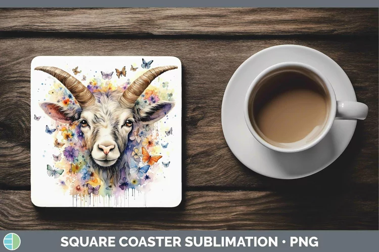 Watercolor Goat Square Coaster Sublimation Coaster Designs