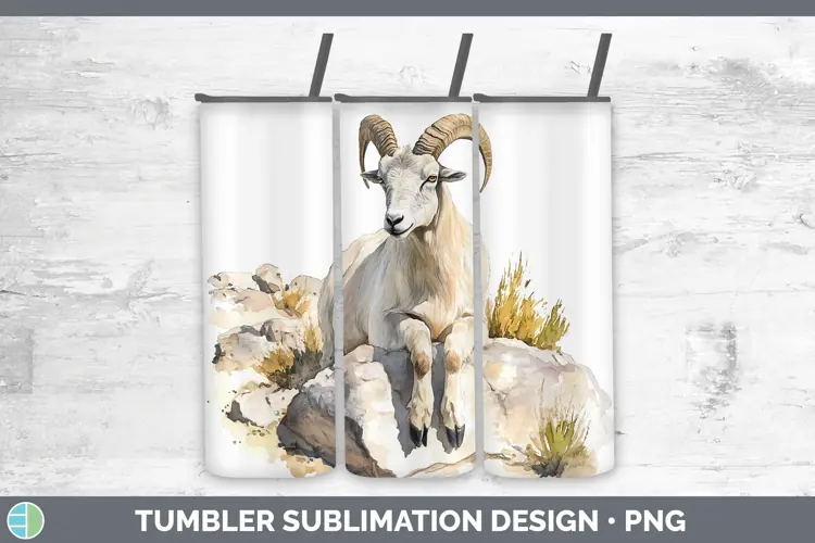 Watercolor Goat Tumbler Sublimation 20 oz Skinny Tumbler Des