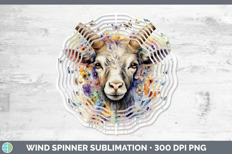Watercolor Goat Wind Spinner Sublimation Spinner Designs