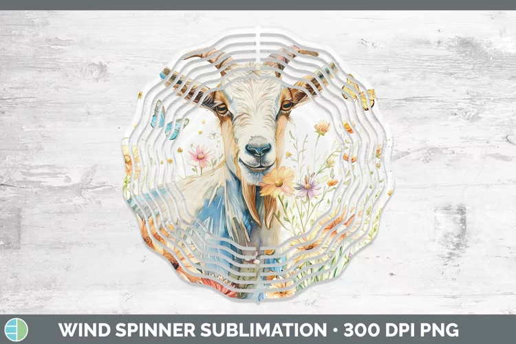 Watercolor Goat Wind Spinner Sublimation Spinner Designs