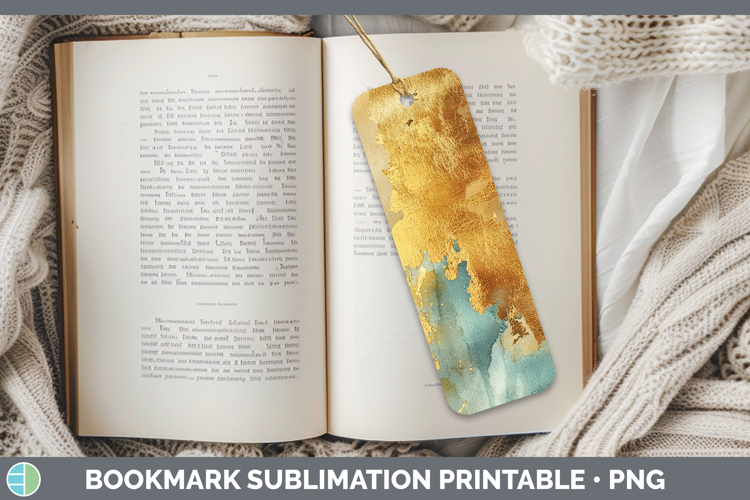 Watercolor Gold Bookmark Sublimation Printable Designs