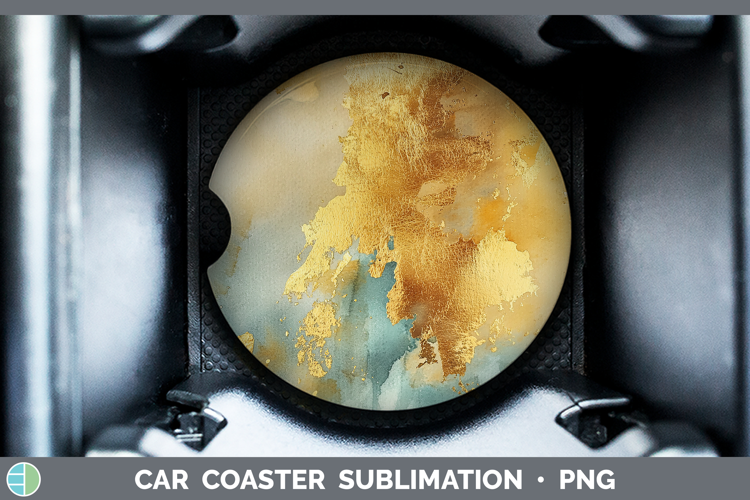 Watercolor Gold Car Coaster Sublimation Designs