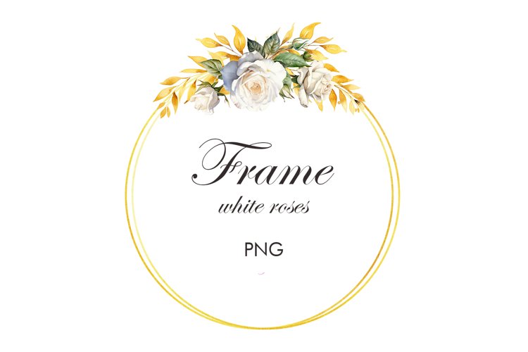 Gold frame. White rose frame