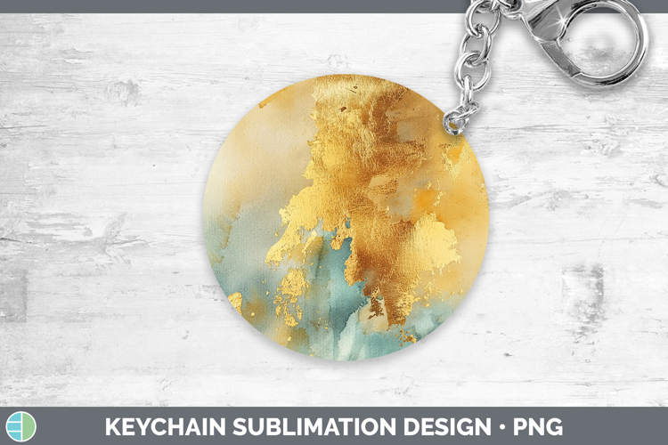 Watercolor Gold Keychain Sublimation Keyring Designs