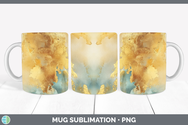 Watercolor Gold Mug Wrap Sublimation Coffee Cup Designs