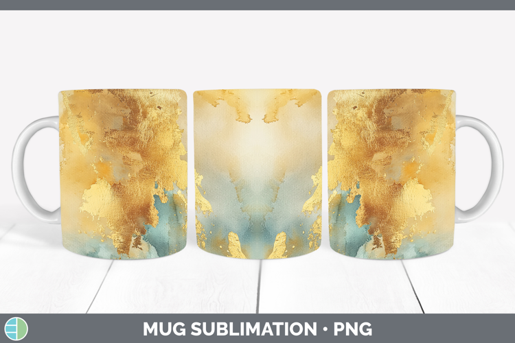 Watercolor Gold Mug Wrap Sublimation Coffee Cup Designs