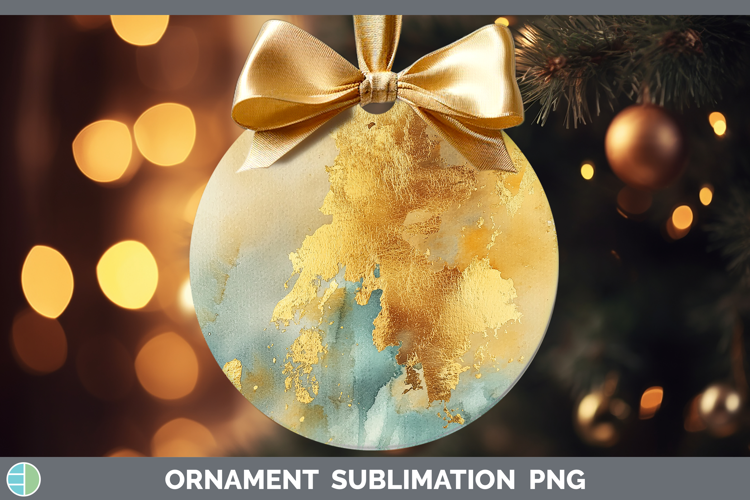 Watercolor Gold Ornament Sublimation Bauble Designs