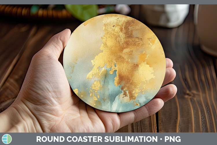 Watercolor Gold Round Coaster Sublimation Coaster Designs