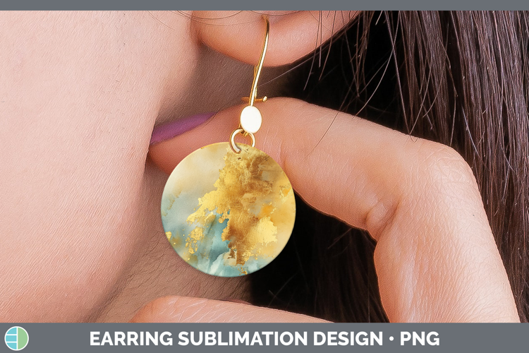 Watercolor Gold Round Earrings Sublimation Earrings Designs