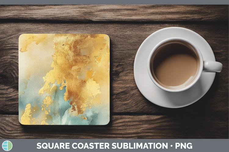 Watercolor Gold Square Coaster Sublimation Coaster Designs