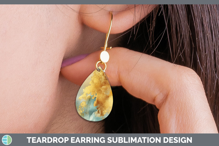 Watercolor Gold Teardrop Earrings Sublimation Earrings Desig