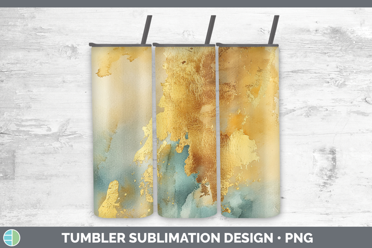 Watercolor Gold Tumbler Sublimation 20 oz Skinny Tumbler Des